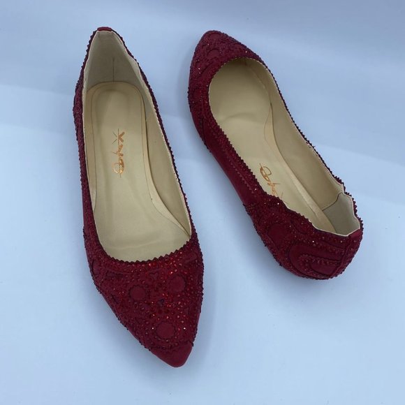 XYD Women Elegant Pointed Toe Rhinestone Flats Mes - Picture 4 of 13